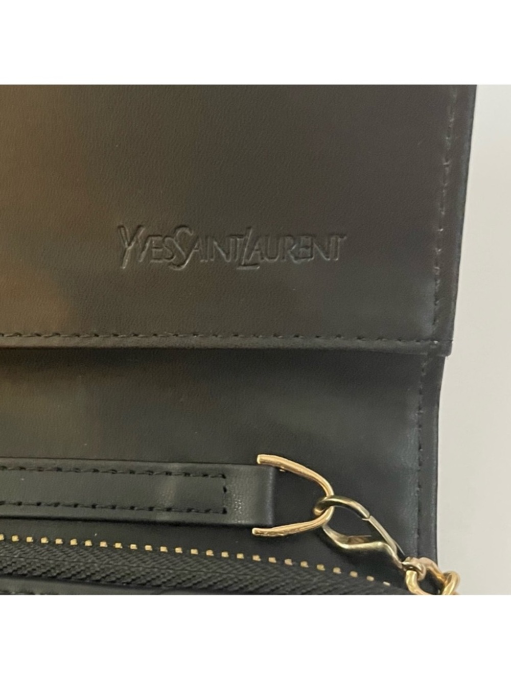 Black Quilted Leather Crossbody with Gold Chain - Picture 5 of 16
